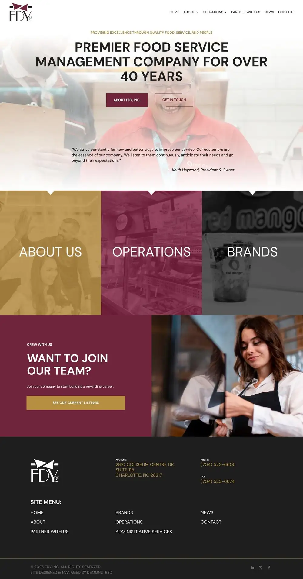 FDY Inc. website on desktop, full scroll