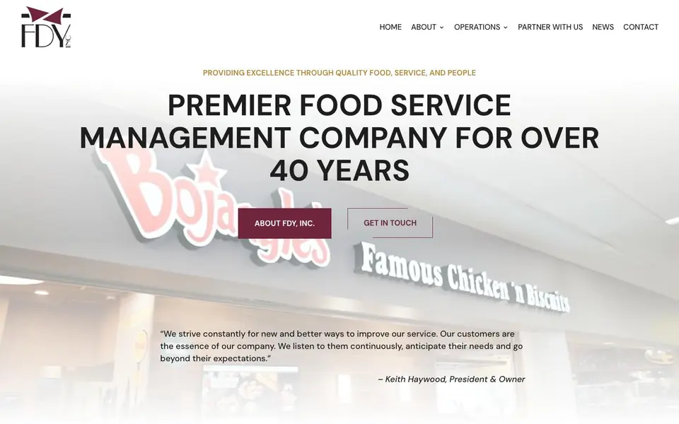 FDY Inc. food service management website