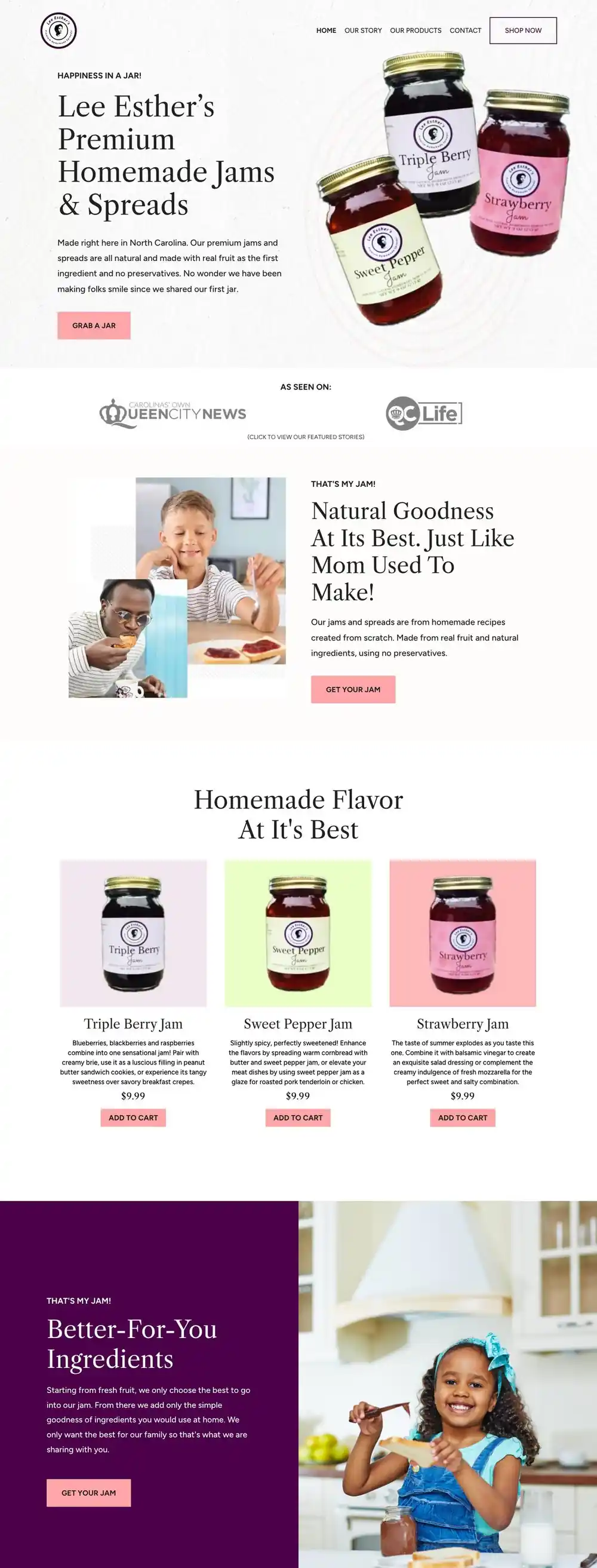 LemLJams website on desktop, full scroll
