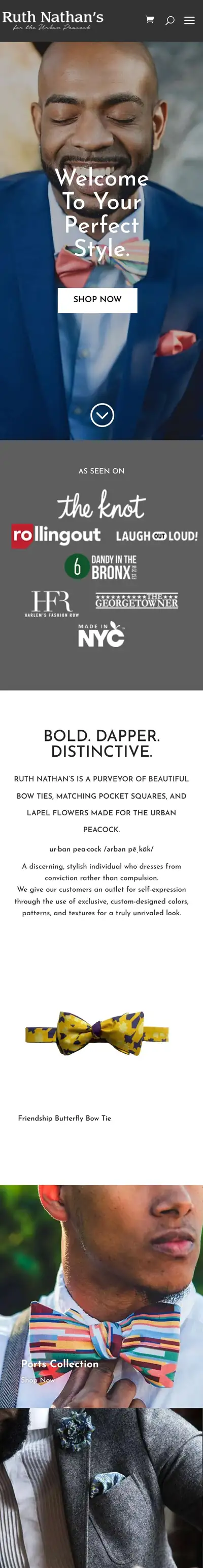 Ruth Nathan's website on mobile, full scroll